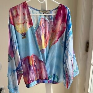 Ramona Larue By Arianne Silk Tunic Top Air
Balloon Print Off The Shoulder Blouse